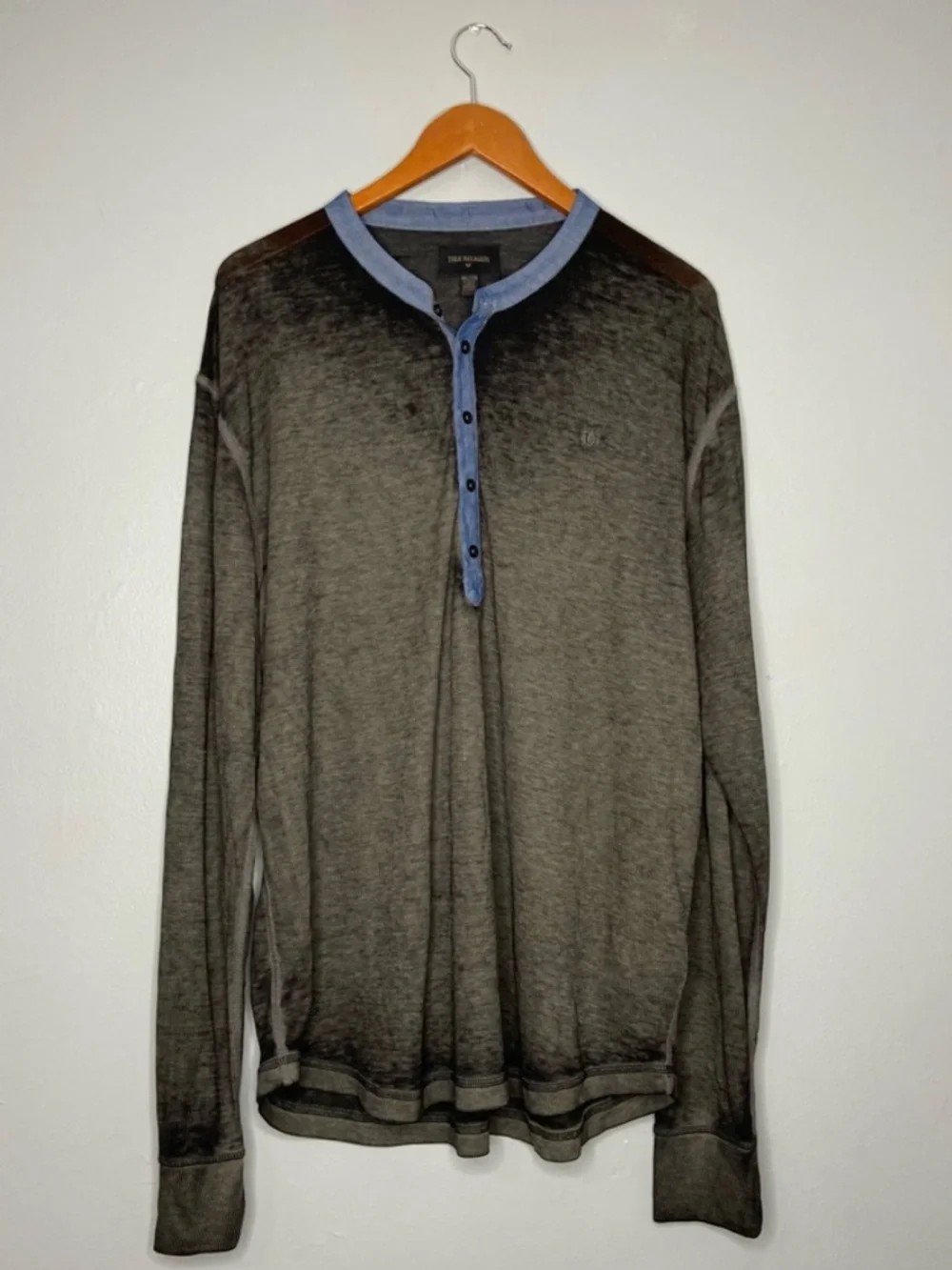 True Religion Men's Walkway Military Thermal Burnout Long Sleeve Shirt NWT C